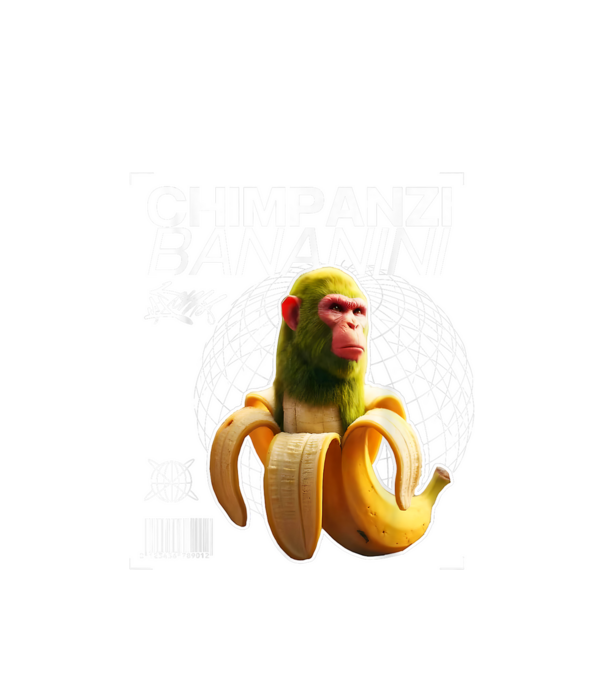 Chimpanzi Bananini minta fehér pólón