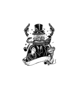 Dark fantasy körhinta minta fehér pólón