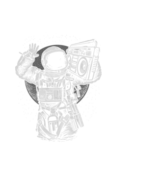 Astronauta parti minta fekete pólón