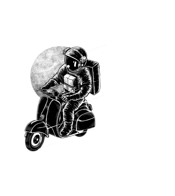 Astronauta futárszolgálat minta fekete pólón