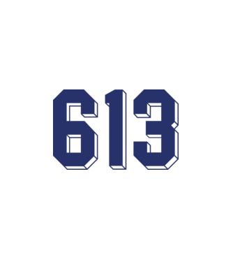 613 kék-fehér minta fehér pólón