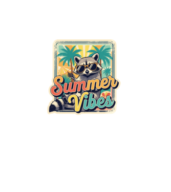 Vintage mosómedve 'Summer vibes' felirattal minta fehér pólón