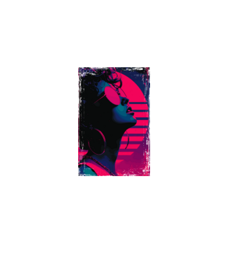 Retro neon poszter - Női portré minta fehér pólón