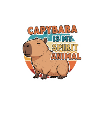 Vintage kapibara 'Capybara is my spirit animal' felirattal minta homokszín pólón