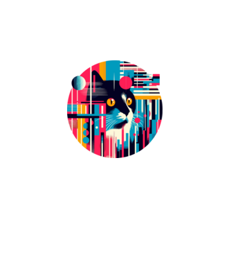 Pop art macska minta fekete pólón