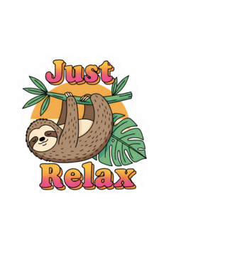 Vintage lajhár 'Just Relax' felirattal minta fehér pólón