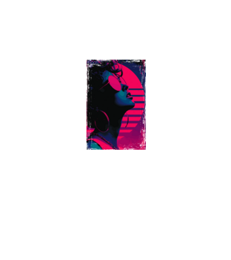 Retro neon poszter - Női portré minta fehér pólón