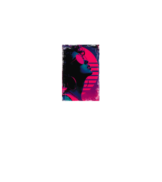 Retro neon poszter - Női portré minta királykék pólón