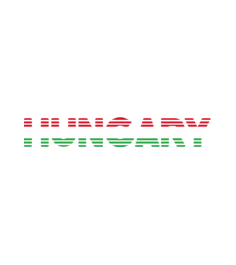 Retró 'Hungary' felirat trikolór minta fehér pólón