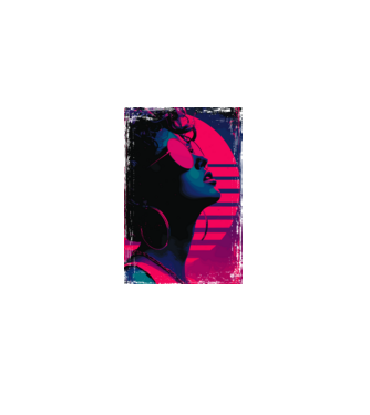 Retro neon poszter - Női portré minta fehér pólón