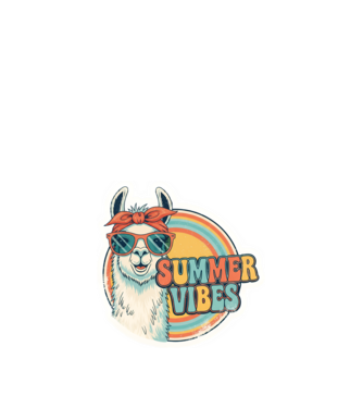 Vintage láma 'Summer Vibes' felirattal minta homokszín pólón