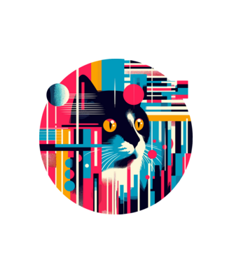 Pop art macska minta fehér pólón