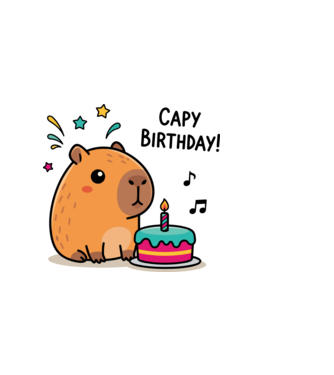 Capy Birthday!  minta világos rózsaszín pólón