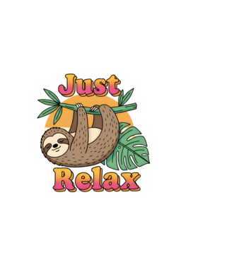 Vintage lajhár 'Just Relax' felirattal minta homokszín pólón
