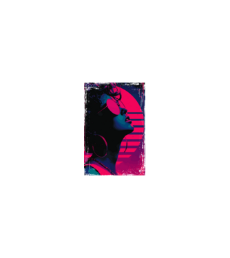Retro neon poszter - Női portré minta homokszín pólón