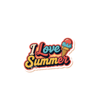 Vintage fagyi 'I love summer' felirattal minta fehér pólón
