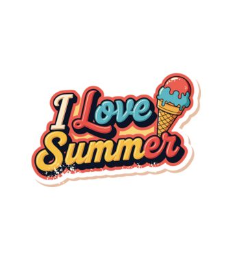 Vintage fagyi 'I love summer' felirattal minta fehér pólón