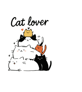 Vidám macskás póló - Cat lover minta világoskék pólón