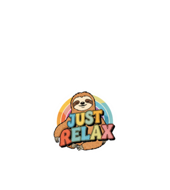 Vintage lajhár 'Just Relax' felirattal minta fehér pólón