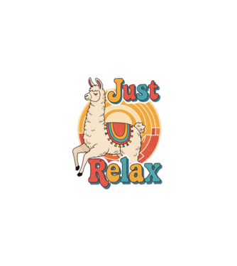 Vintage láma 'Just Relax' felirattal minta fehér pólón