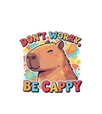 Vintage kapibara 'Don't worry be cappy' felirattal minta fehér pólón