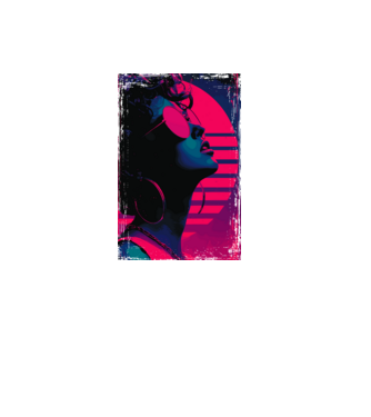 Retro neon poszter - Női portré minta fehér pólón