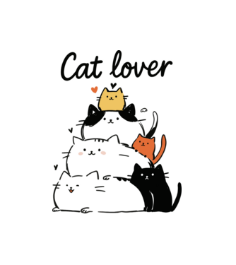 Vidám macskás póló - Cat lover minta fehér pólón