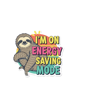 Vintage lajhár 'I'm on energy saving mode' felirattal minta fehér pólón