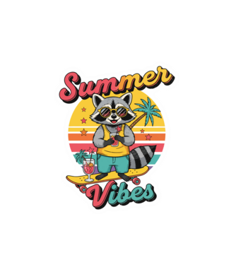 Vintage mosómedve 'Summer vibes' felirattal minta fehér pólón