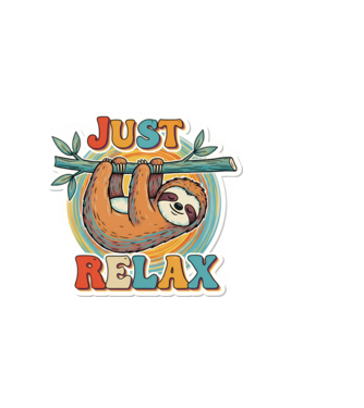 Vintage lajhár 'Just Relax' felirattal minta fehér pólón