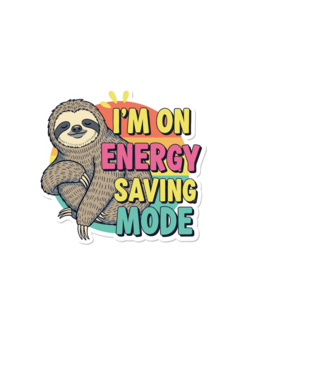 Vintage lajhár 'I'm on energy saving mode' felirattal minta világoskék pólón