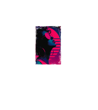 Retro neon poszter - Női portré minta halványlila pólón