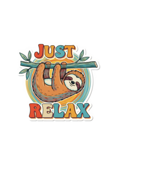 Vintage lajhár 'Just Relax' felirattal minta fekete pólón