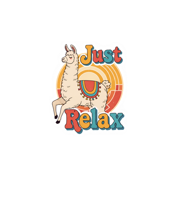 Vintage láma 'Just Relax' felirattal minta fehér pólón