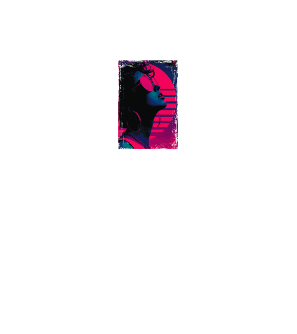 Retro neon poszter - Női portré minta királykék pólón