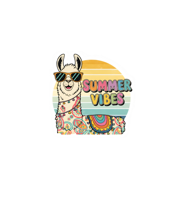 Vintage láma 'Summer Vibes' felirattal minta szürke pólón