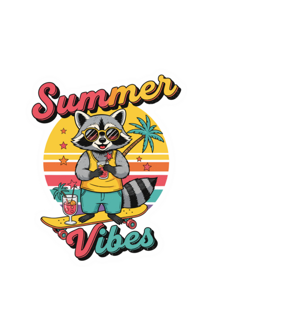 Vintage mosómedve 'Summer vibes' felirattal minta fehér pólón