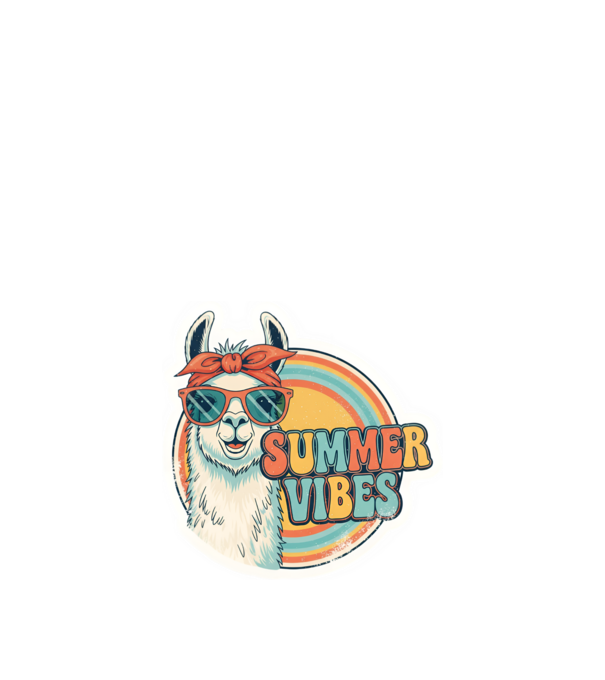 Vintage láma 'Summer Vibes' felirattal minta homokszín pólón