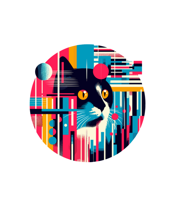 Pop art macska minta fehér pólón