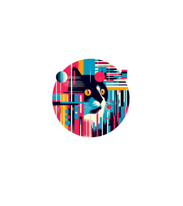 Pop art macska minta fekete pólón