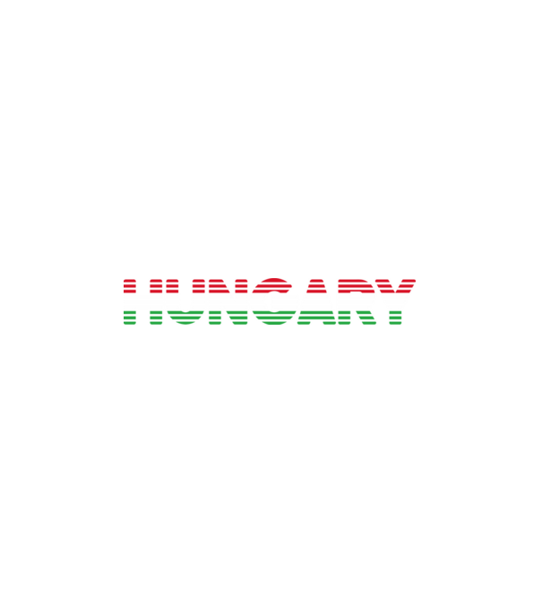 Retró 'Hungary' felirat trikolór minta fehér pólón