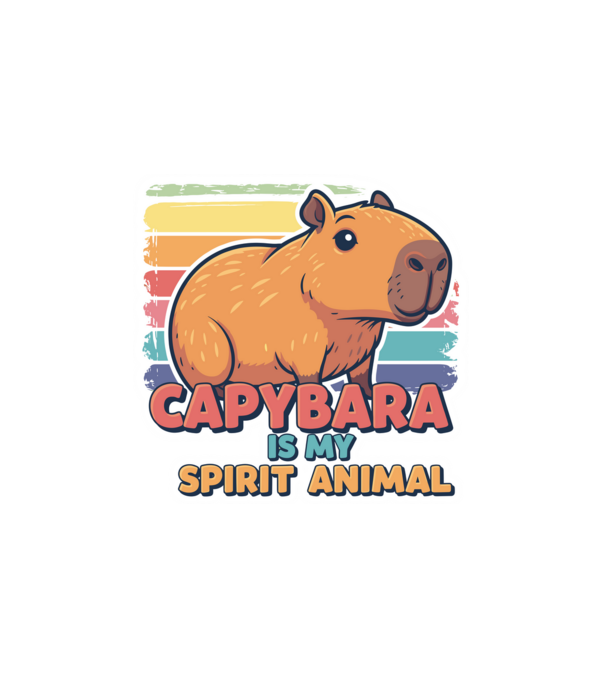 Vintage kapibara 'Capybara is my spirit animal' felirattal minta fehér pólón