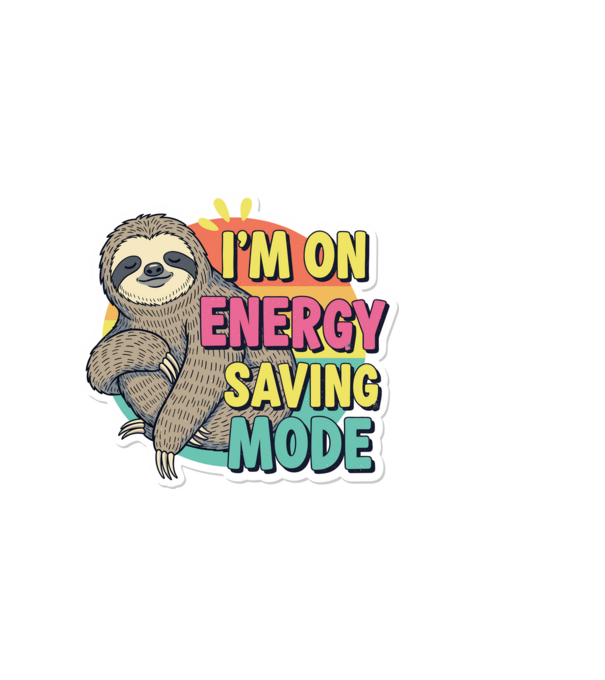 Vintage lajhár 'I'm on energy saving mode' felirattal minta homokszín pólón