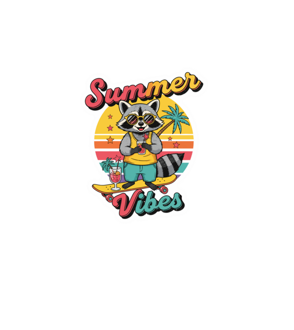 Vintage mosómedve 'Summer vibes' felirattal minta fehér pólón