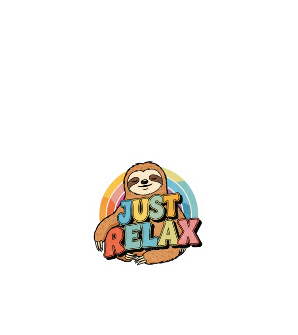 Vintage lajhár 'Just Relax' felirattal minta fehér pólón