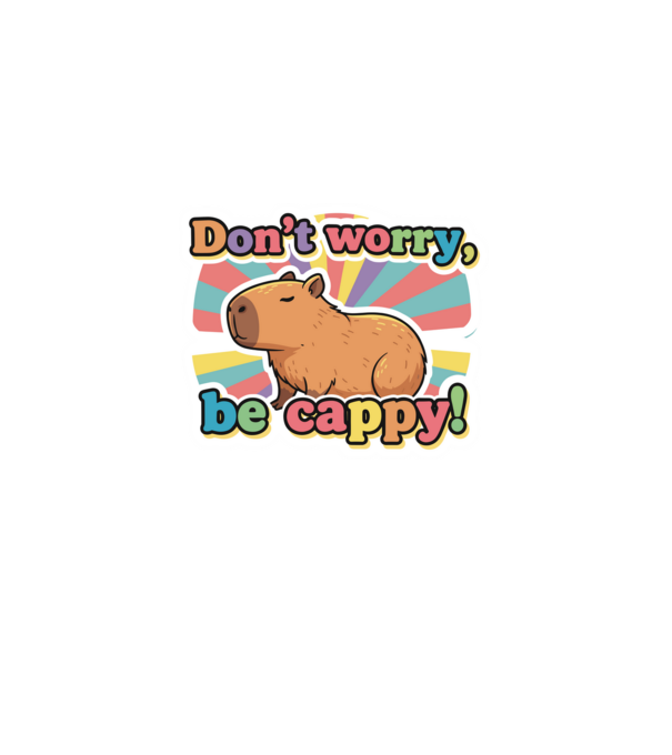 Vintage kapibara 'Don't worry be cappy' felirattal minta fehér pólón