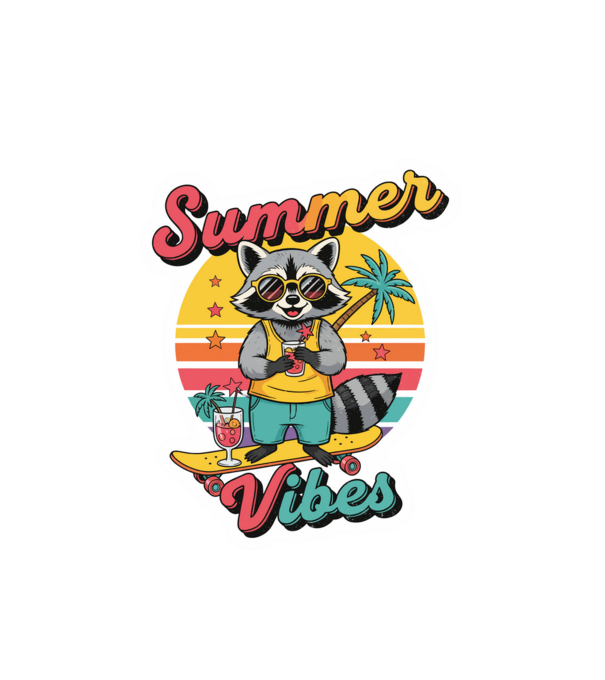 Vintage mosómedve 'Summer vibes' felirattal minta fehér pólón
