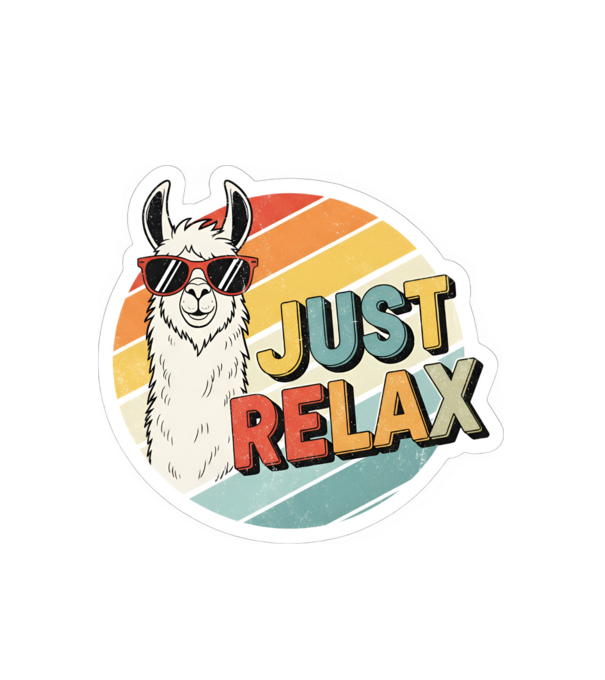 Vintage láma 'Just Relax' felirattal minta fehér pólón