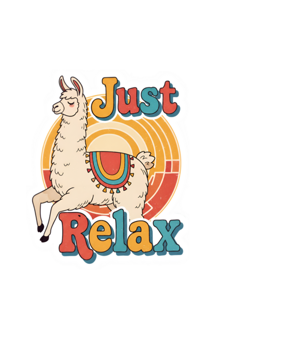 Vintage láma 'Just Relax' felirattal minta fehér pólón