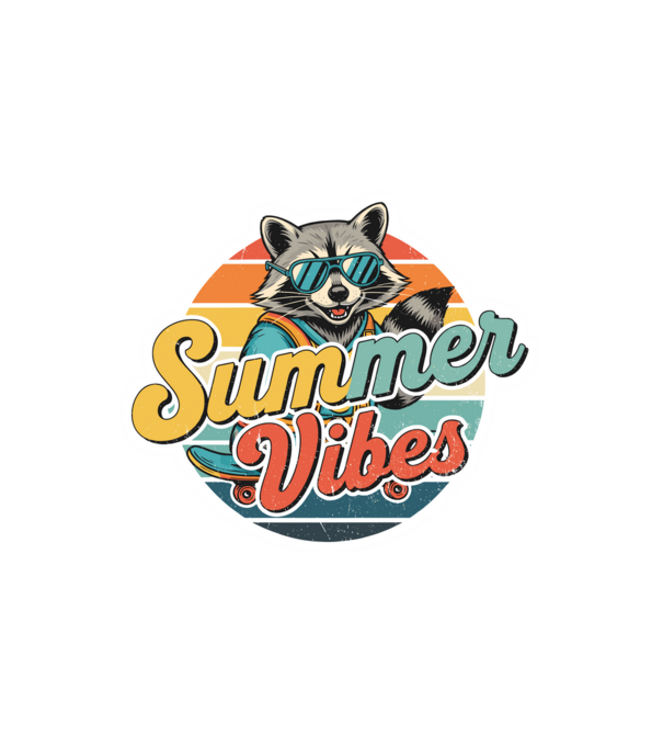 Vintage mosómedve 'Summer vibes' felirattal minta fehér pólón